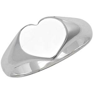 Baby Silver Heart Signet Ring Size N