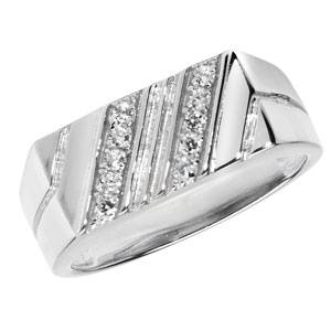 Silver CZ Signet Ring Size P