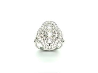 Silver CZ Art Deco Style Cluster Ring