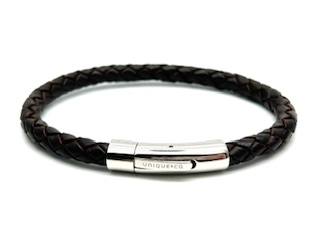 Brown Leather & Stainless Steel Clasp Bracelet