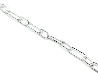 Silver Diamond Cut Paper Link Bracelet 7.5 Inch