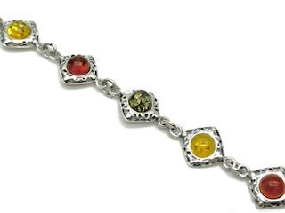 Silver Multi Amber Bracelet