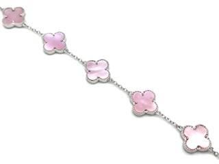 Silver Pink Multi Clover Bracelet