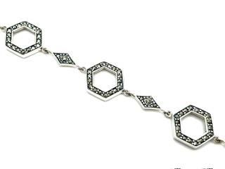 Silver Marcasite Hexagon Bracelet 7.5 Inch