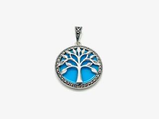 Silver Turquoise & Marcasite Tree Of Life Pendant