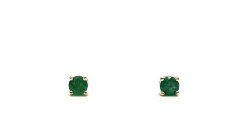 9ct Yellow Gold Emerald Solitaire Stud Earrings