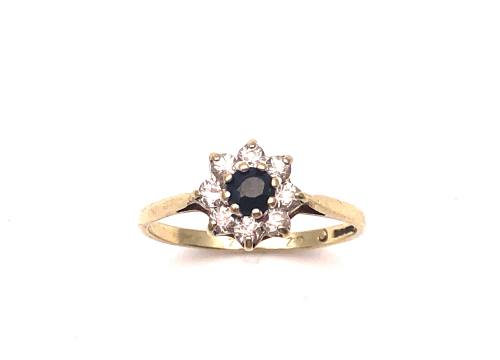 9ct Sapphire & C.Z Cluster Ring