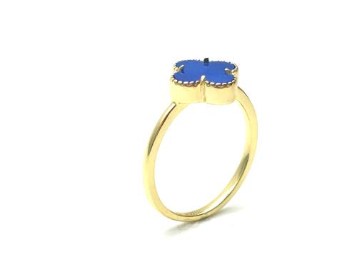 Silver Gold Plated Blue Clover Ring