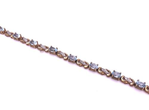 9ct Blue Topaz & Diamond Bracelet