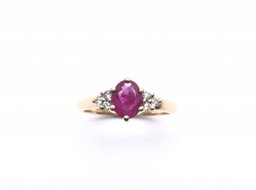 9ct Yellow Gold Ruby & Diamond Ring 0.11ct at Segal's Jewellers