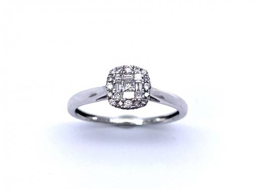 9ct White Gold Diamond Cluster Ring