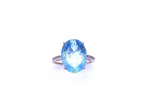 9ct Blue Topaz & Zircon Ring
