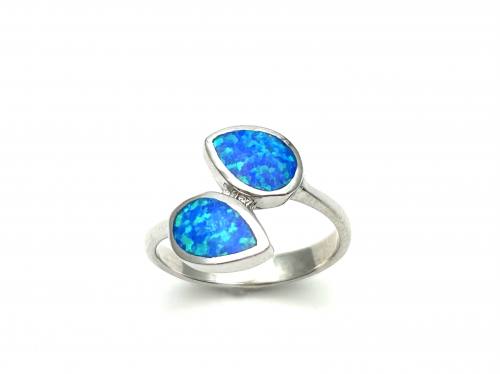 Silver Created Opal Ring