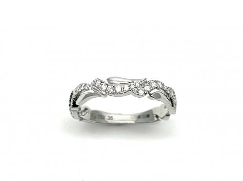 18ct White Gold Diamond Leaf Twisted Ring
