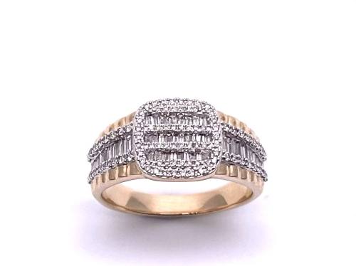 9ct Yellow Gold Gents Diamond Cluster Ring 1.25ct