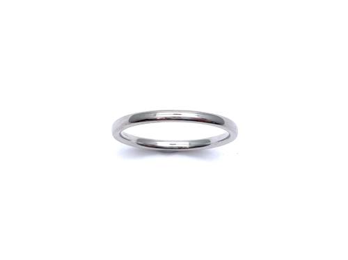 9ct White Gold Plain Wedding Ring 2mm