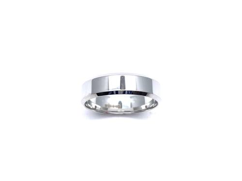 9ct white Gold Plain Bevelled Wedding Ring 6mm