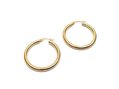 9ct Yellow Gold Twisted Hoop Earrings 35mm