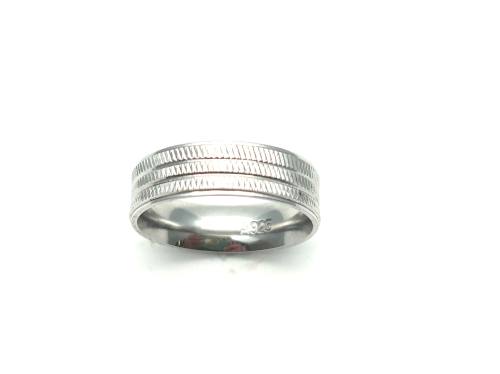 Silver Patterned Wedding Band