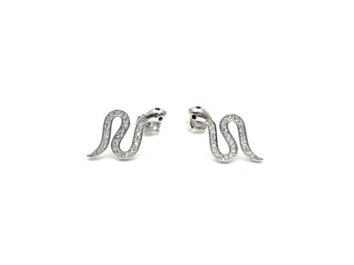 Silver CZ Snake Stud Earrings