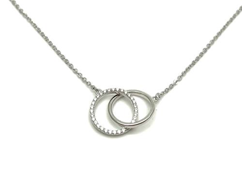 Silver CZ Entwined Circles Necklet