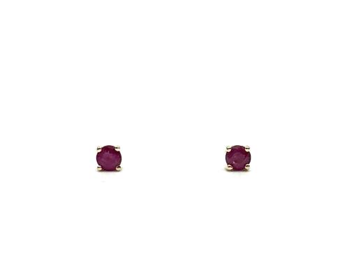 9ct Yellow Gold Ruby Solitaire Stud Earrings