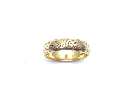 18ct Yellow Gold Patterned Wedding Ring