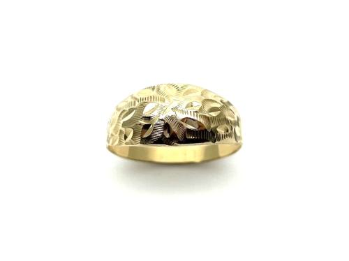 14ct Yellow Gold Patterned Domed Ring