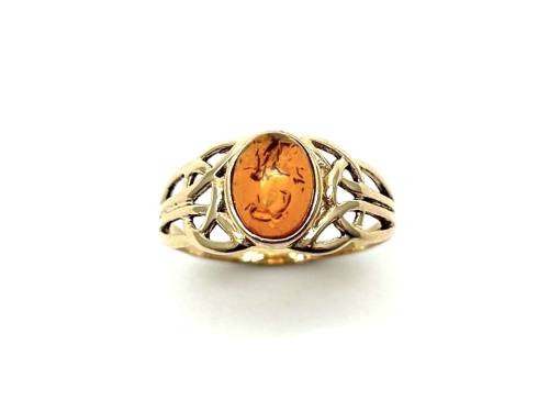 9ct Yellow Gold Amber Solitaire Ring