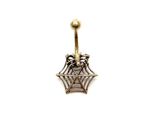 9ct Yellow Gold Spiders Web Belly Bar