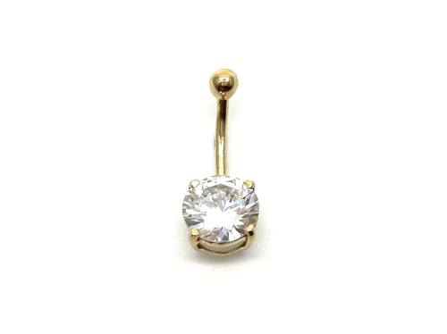 9ct Yellow Gold CZ Belly Bar