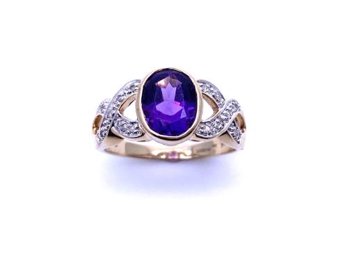 14ct Amethyst & Diamond Solitaire Ring