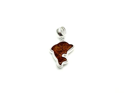 Silver Amber Dolphin Pendant
