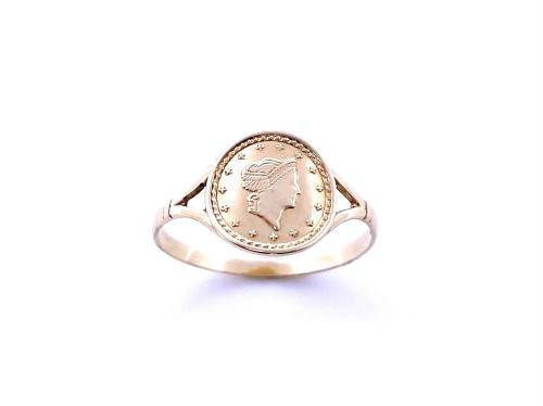 9ct Yellow Gold Coin Style Ring