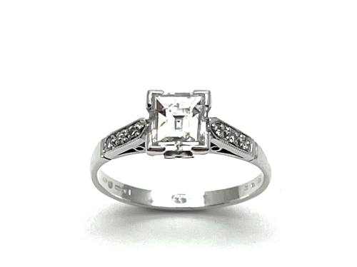 Palladium Carre Cut Diamond Ring