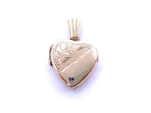 9ct Yellow Gold Patterned Heart Locket