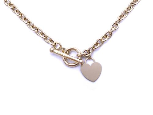 9ct Yellow Gold T-Bar Heart Necklet