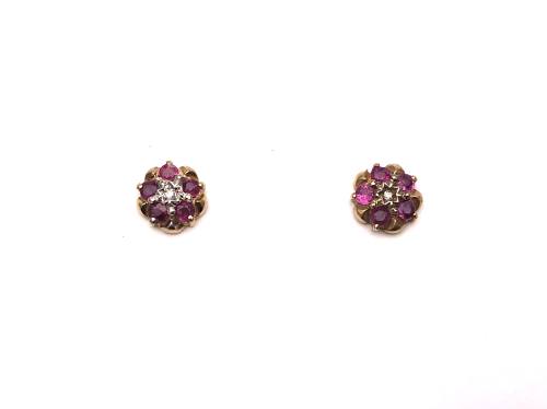 9ct Ruby & Diamond Stud Earrings
