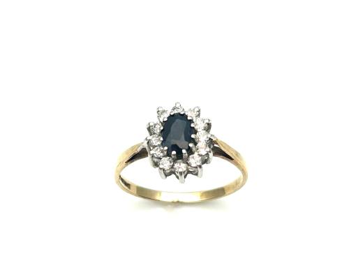 9ct Yellow Gold Sapphire & CZ Cluster