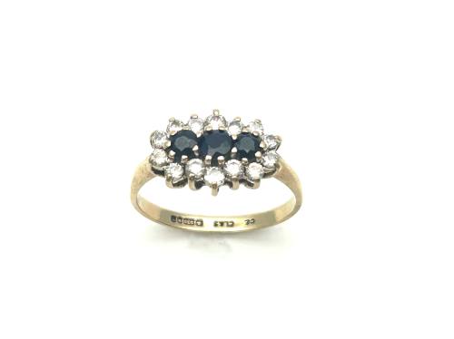 9ct Sapphire & CZ Cluster Ring
