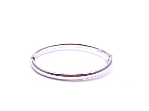 Silver Medium Oval Hinged Plain Bangle