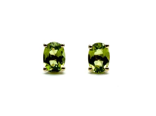 9ct Yellow Gold Peridot Solitaire Stud Earrings