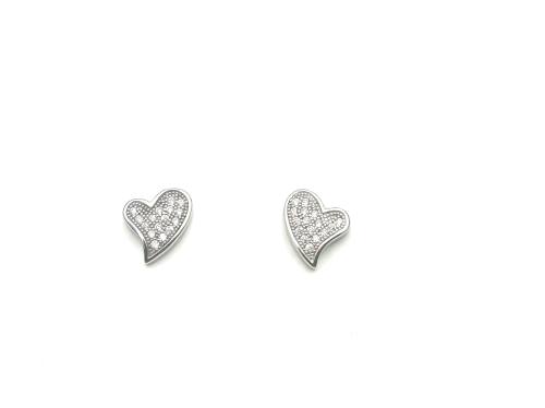 Silver C.Z Heart Earrings