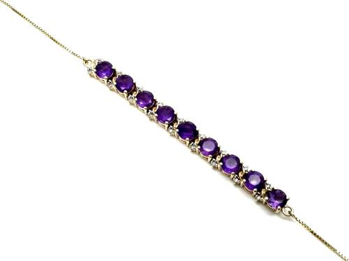 9ct Amethyst & Diamond Bracelet