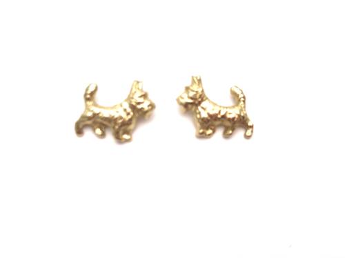 9ct Yellow Gold Scotty Dog Studs