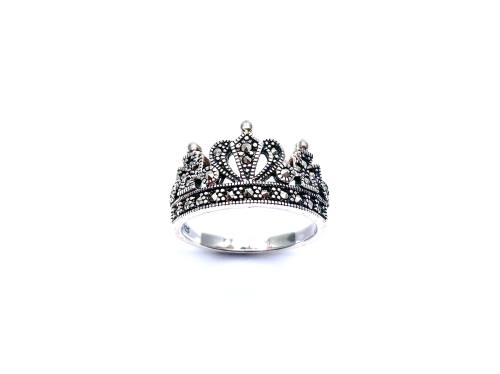 Silver Marcasite Crown Ring