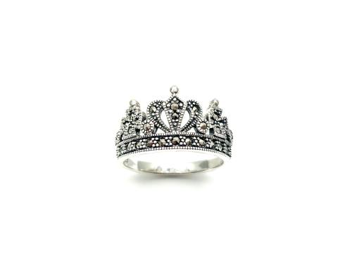 Silver Marcasite Crown Ring