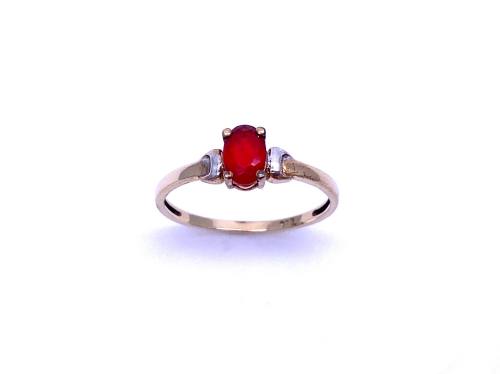 9ct Yellow Gold Red Cubic Zirconia Ring