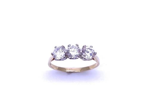 9ct Yellow Gold CZ 3 Stone Ring