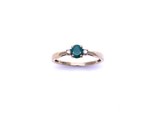 9ct Yellow Gold Emerald & Diamond Ring